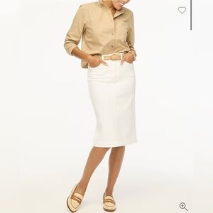 J. Crew Factory White denim midi skirt